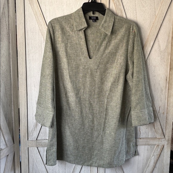Jones New York Linen Blend Sage Green Tunic Top - Picture 1 of 10